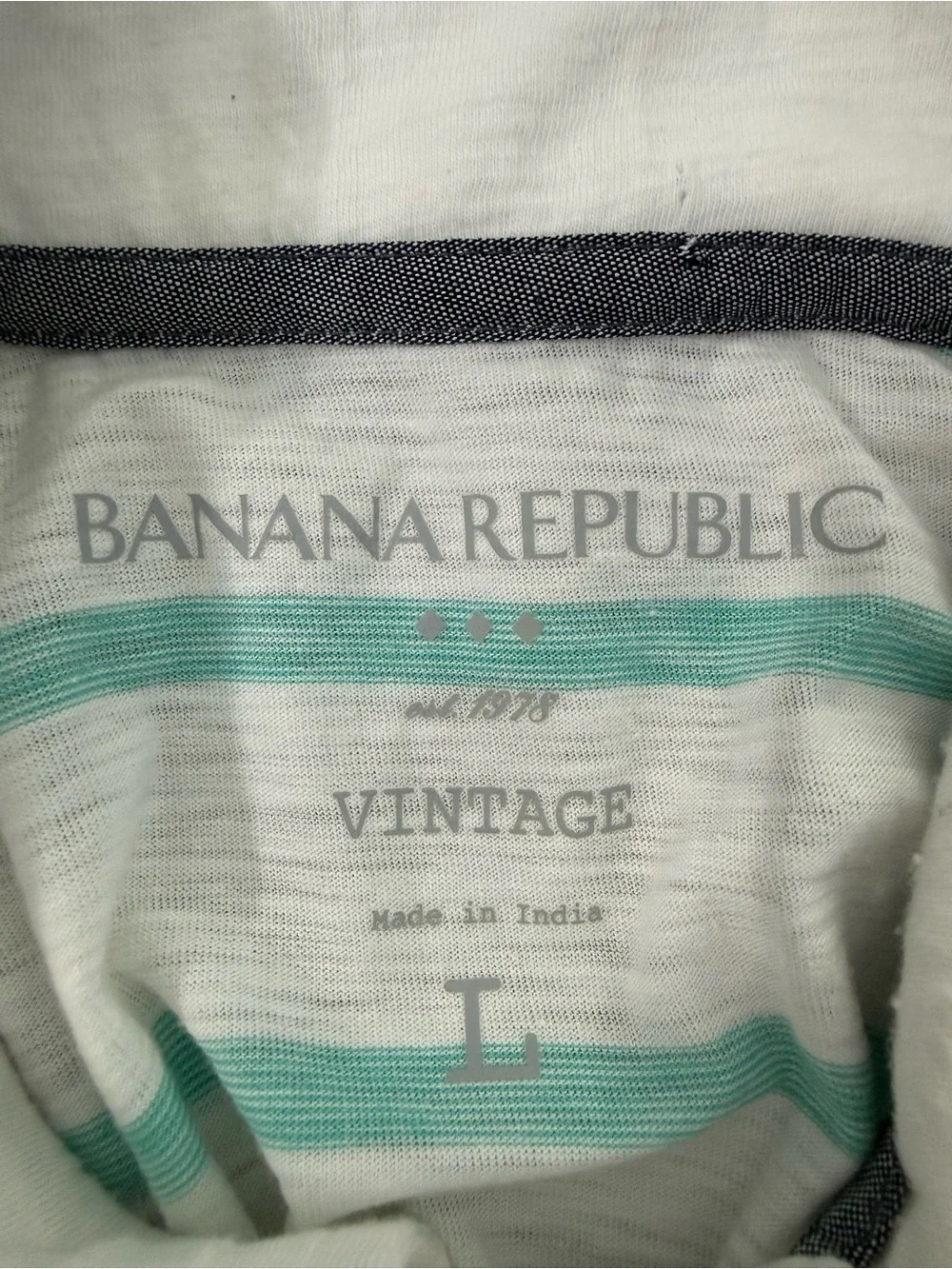 Men’s Banana Republic Vintage Striped Polo Burnout Preppy Classic Size Large